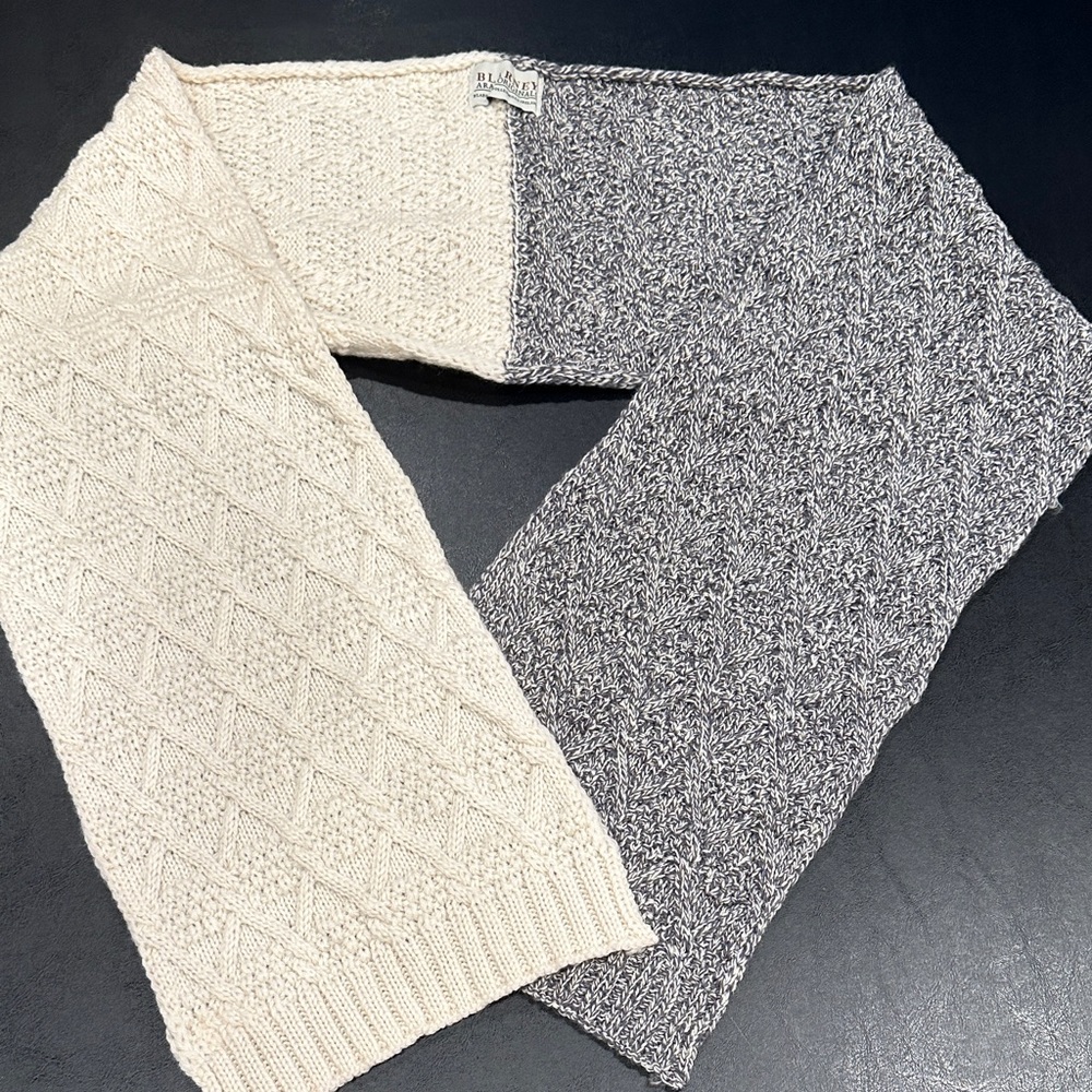 Blarney Woolen Mills Cream and Gray Women's Scarf